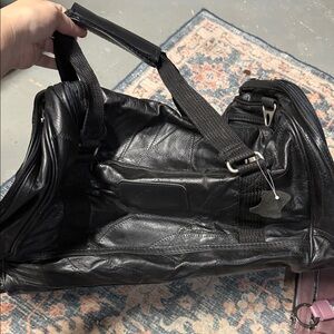 Black Leather Duffle Bag